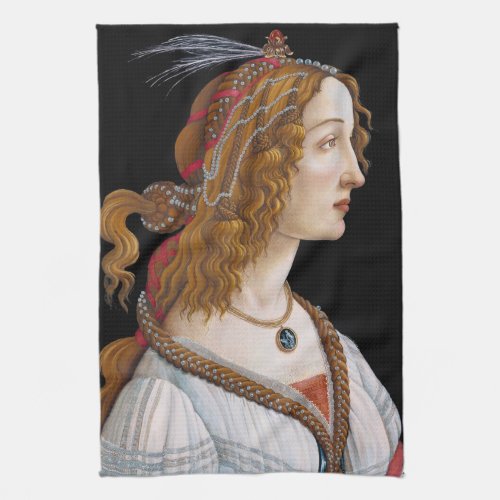 Sandro Botticelli _ Portrait of Simonetta Vespucci Kitchen Towel