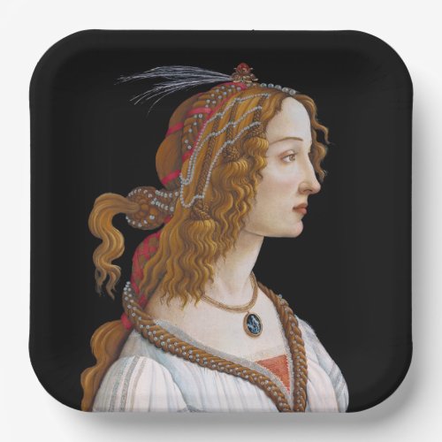 Sandro Botticelli _ Portrait of Simonetta Vespucci Paper Plates