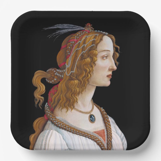 Sandro Botticelli - Portrait of Simonetta Vespucci Paper Plates (Front)