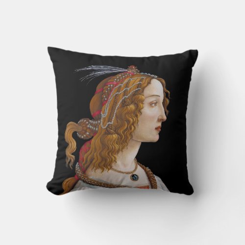 Sandro Botticelli _ Portrait of Simonetta Vespucci Throw Pillow