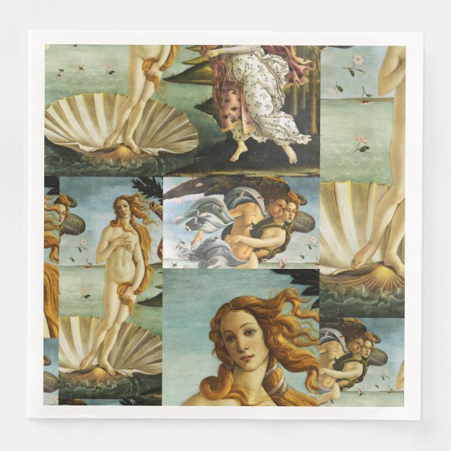 Sandro Botticelli "The Birth of Venus - collage" Paper Dinner Napkins (Front)