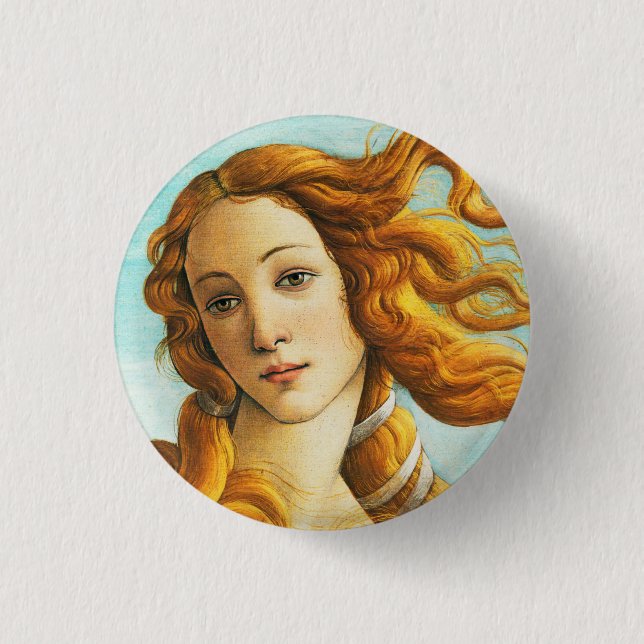 Sandro Botticelli The Birth of Venus Face Detail Button (Front)