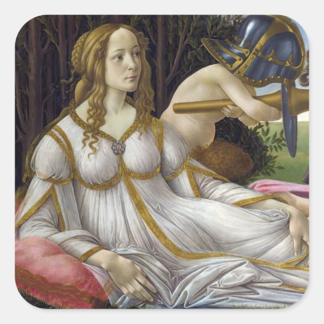 Sandro Botticelli - Venus and Mars, left side Square Sticker (Front)