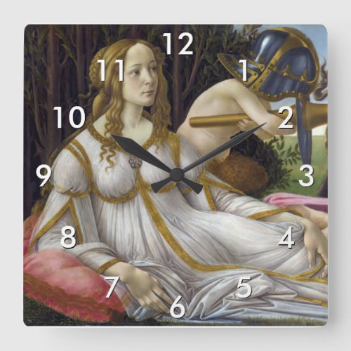 Sandro Botticelli _ Venus and Mars left side Square Wall Clock