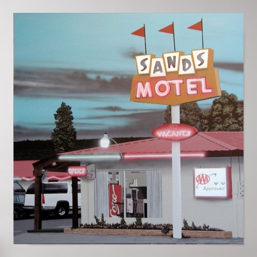 Sands Motel on Route 66 Retro Neon Poster