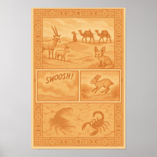 Sands of the Sahara – Desert Wildlife Comic Poster