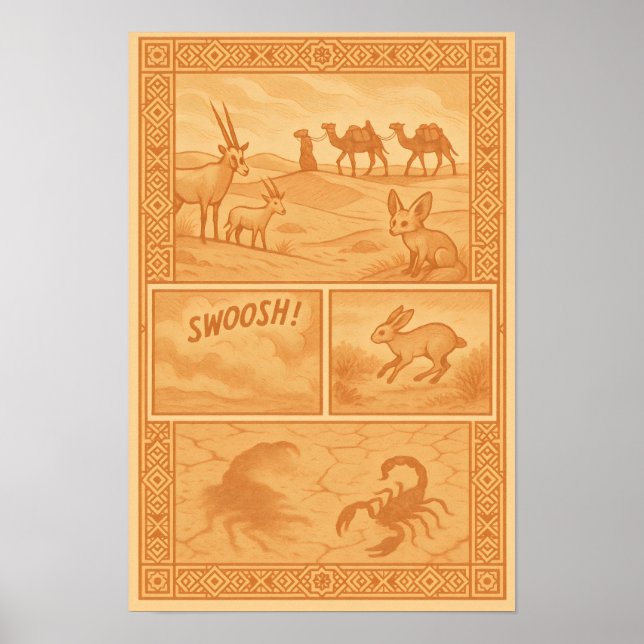 Sands of the Sahara – Desert Wildlife Comic Poster (Front)