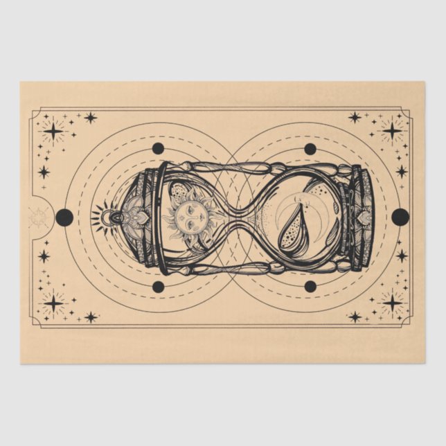 Sands of time sun moon hourglass tarot card craft tissue paper (Front)