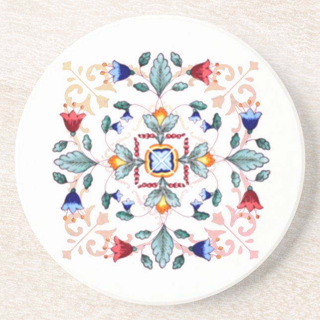 Sandstone Bar Coaster - Fiori Light (Front)