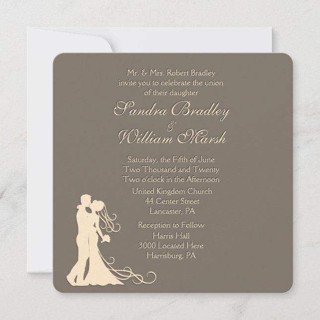 Sandstone Brown and Cream Wedding Invitation (Front)