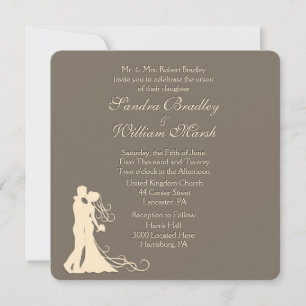 Sandstone Brown and Cream Wedding Invitation