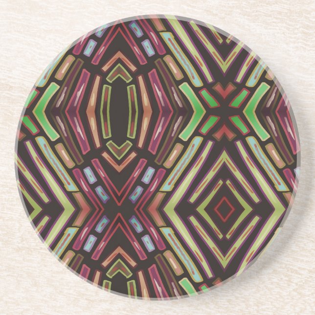 Sandstone Coaster Colorful Jewels Pattern (Front)