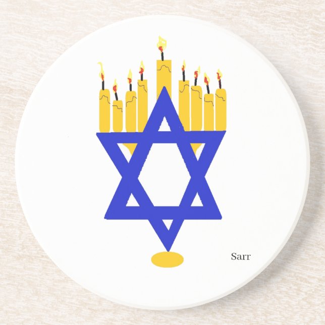 Sandstone Coaster  Hanukkah  Menorah (Front)