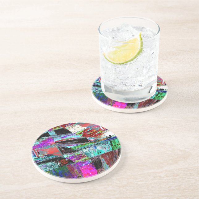 Sandstone Coaster – Neon Pulse (Side)
