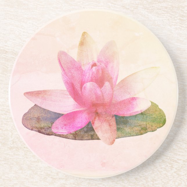 SANDSTONE COASTER : PINK LOTUS (Front)