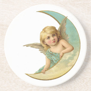 SANDSTONE COASTER : VICTORIAN  ANGEL AND MOON 