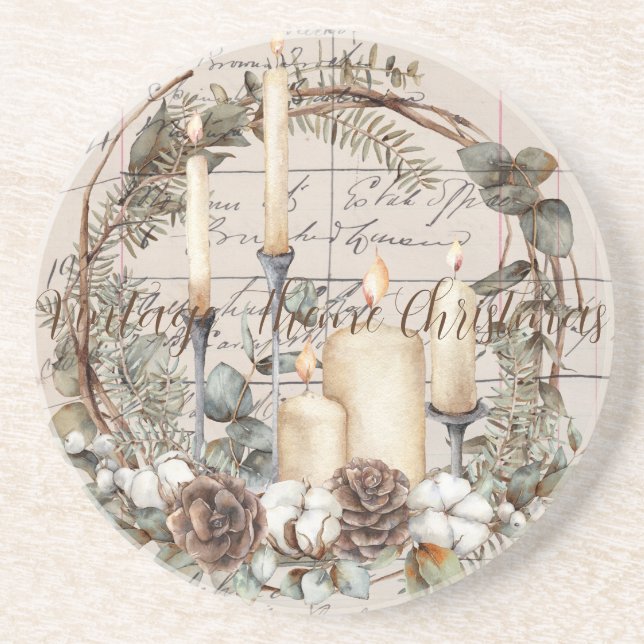 Sandstone Coaster Vintage Theme Christmas (Front)