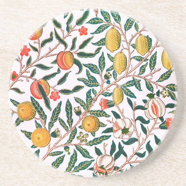 SANDSTONE COASTER : WILLIAM MORRIS : POMEGRANATES (Front)