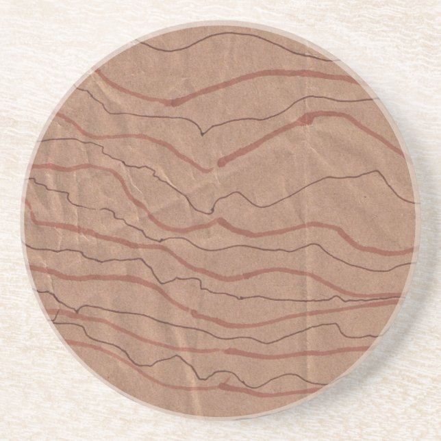 Sandstone Coaster with Brown Marbled Design (Front)