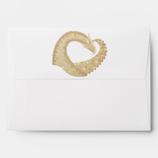 Sandstone heart dragon on white envelope (Back (Top Flap))