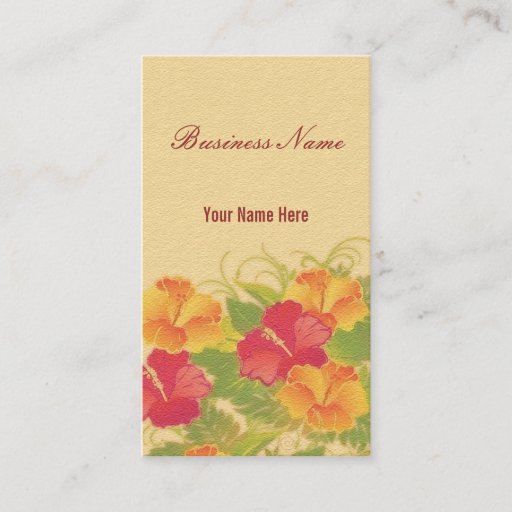 Customizable sandstone hibiscus ~ bc business cards