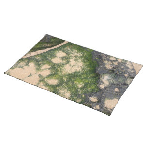 Sandstone Rock Formation with Emerald Green Moss Cloth Placemat