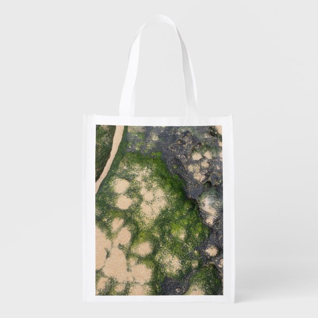 Sandstone Rock Formation with Emerald Green Moss Grocery Bag (Front)