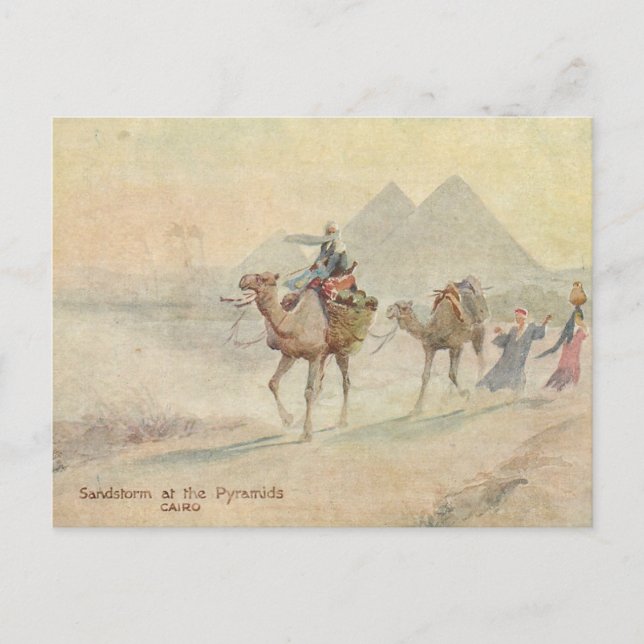 Sandstorm at Pyramids Postcard (Front)