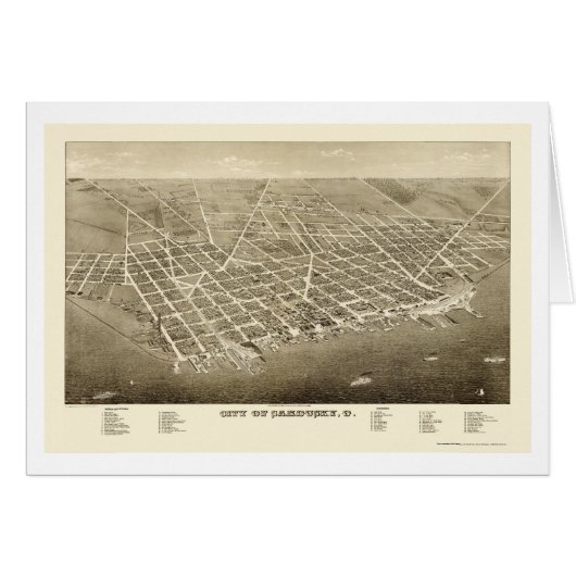 Sandusky, OH Panoramic Map - 1883 Cards (Front Horizontal)