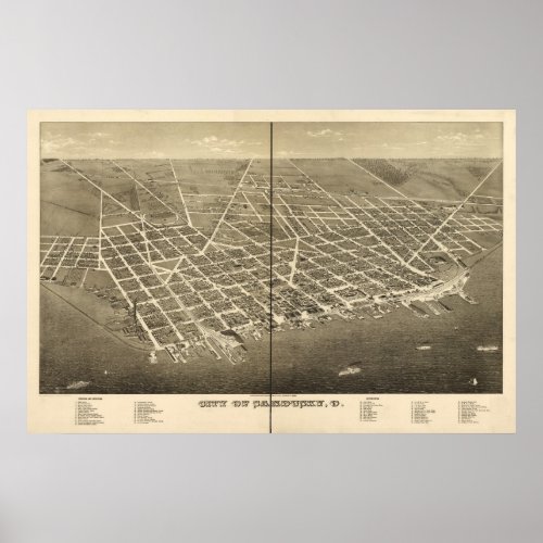 Sandusky Ohio 1883 Antique Panoramic Map Poster