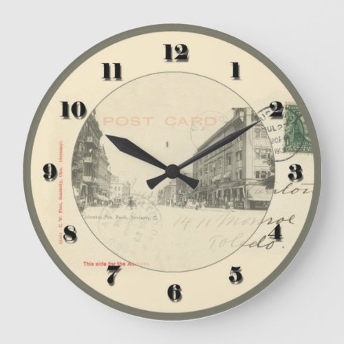 Sandusky Ohio Post Card Clock _ Columbus Ave 1906