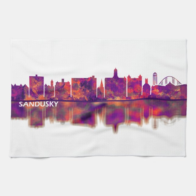 Sandusky Ohio Skyline Kitchen Towel (Horizontal)
