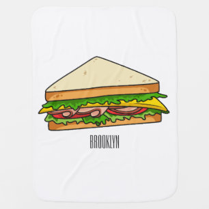 Sandwich cartoon illustration baby blanket