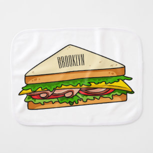 Sandwich cartoon illustration baby burp cloth