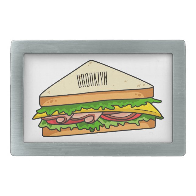 Sandwich cartoon illustration belt buckle (Front)