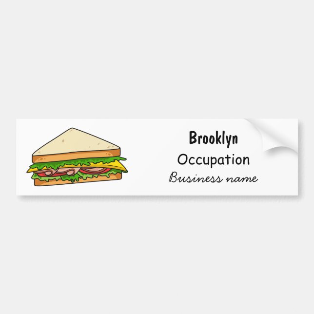 Sandwich cartoon illustration bumper sticker (Front)