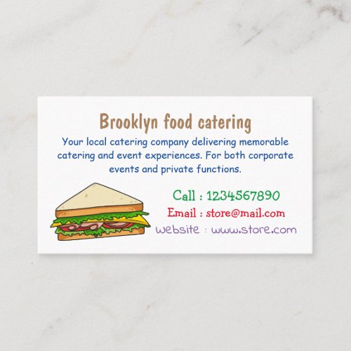 Sandwich cartoon illustration business card