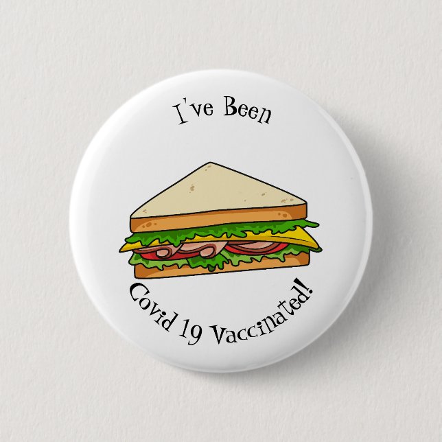 Sandwich cartoon illustration button (Front)