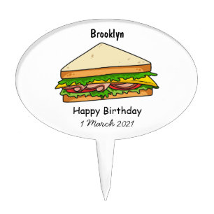 Sandwich cartoon illustration  cake topper