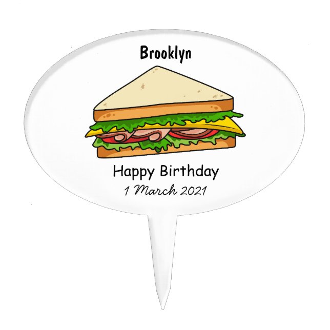 Sandwich cartoon illustration  cake topper (Front)