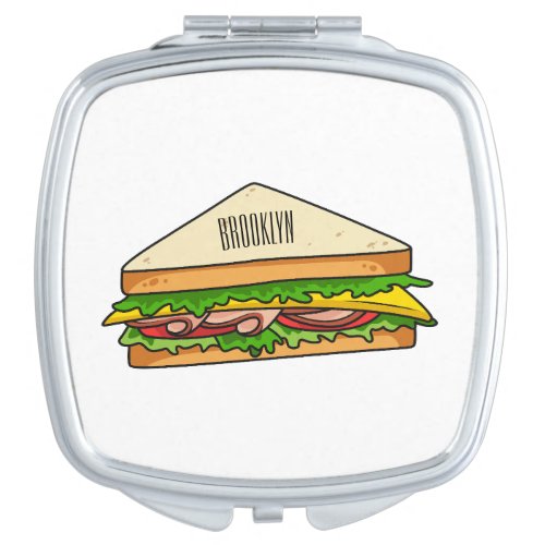Sandwich cartoon illustration  compact mirror