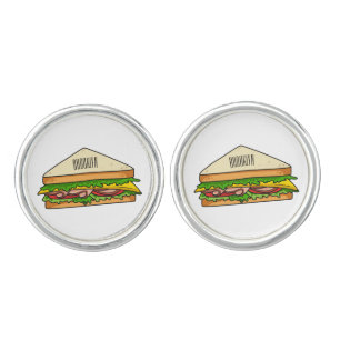 Sandwich cartoon illustration cufflinks