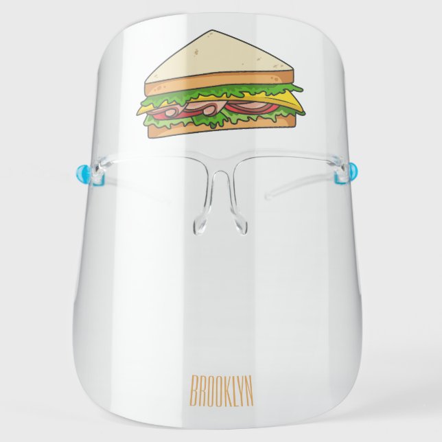 Sandwich cartoon illustration face shield (Front)