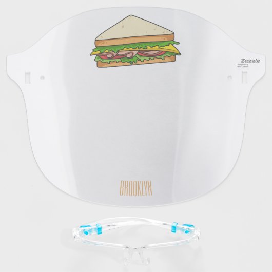 Sandwich cartoon illustration face shield (Front w/Glasses)