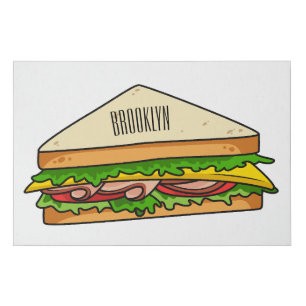Sandwich cartoon illustration faux canvas print