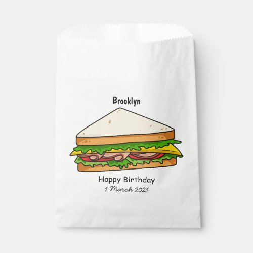 Sandwich cartoon illustration favor bag