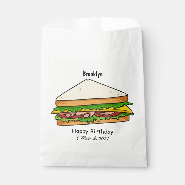 Sandwich cartoon illustration favor bag (Front)