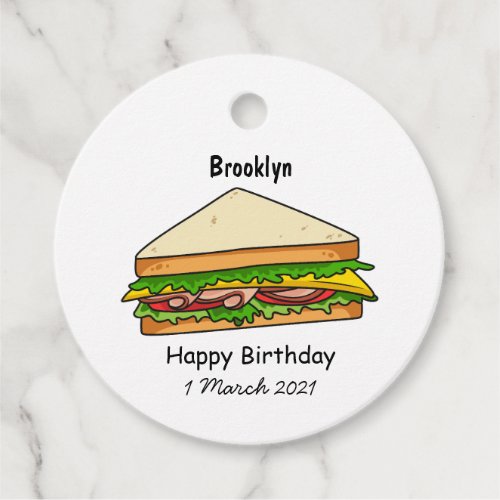 Sandwich cartoon illustration favor tags