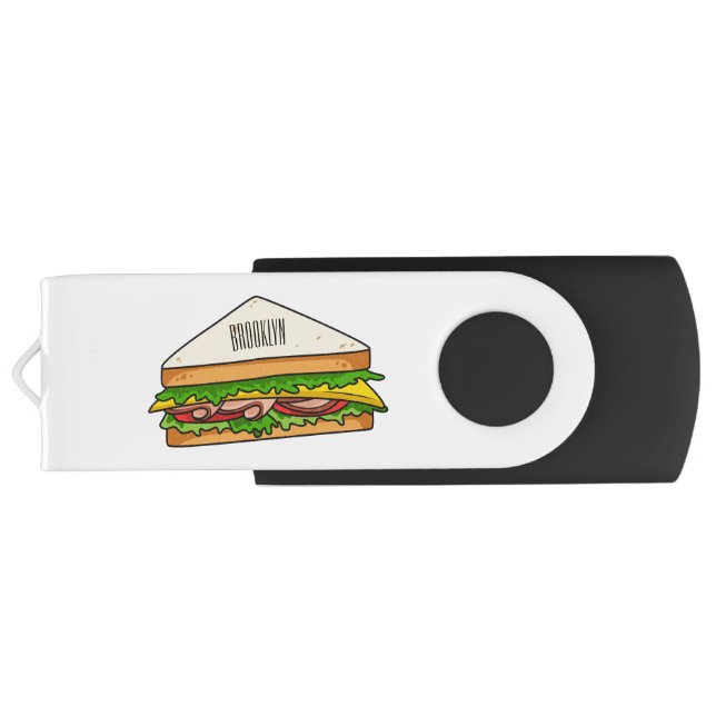 Sandwich cartoon illustration flash drive (Back)