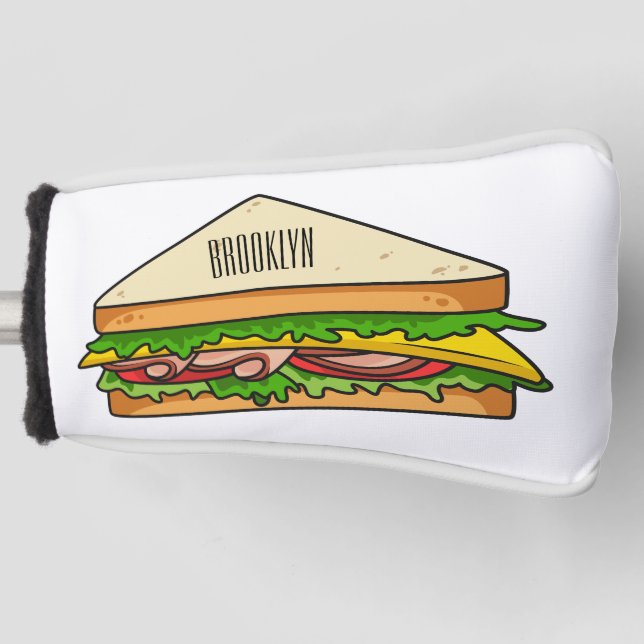 Sandwich cartoon illustration golf head cover (Front)